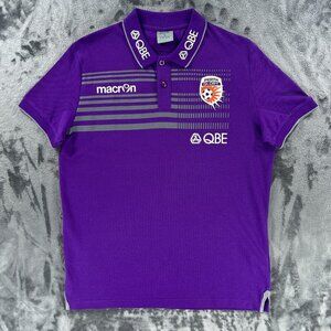 Macron Polo Jersey Shirt Men L Perth Glory Australia Team Futbol Soccer